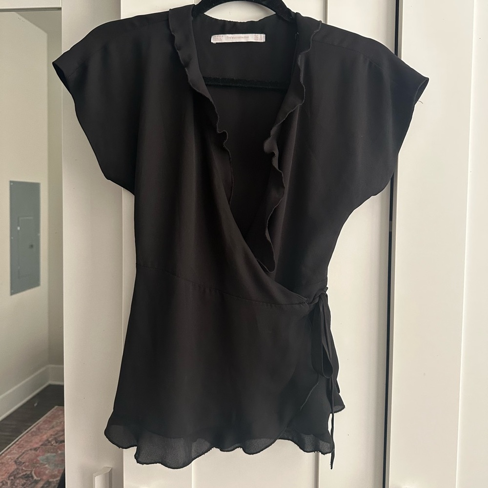 Zara wrap top black